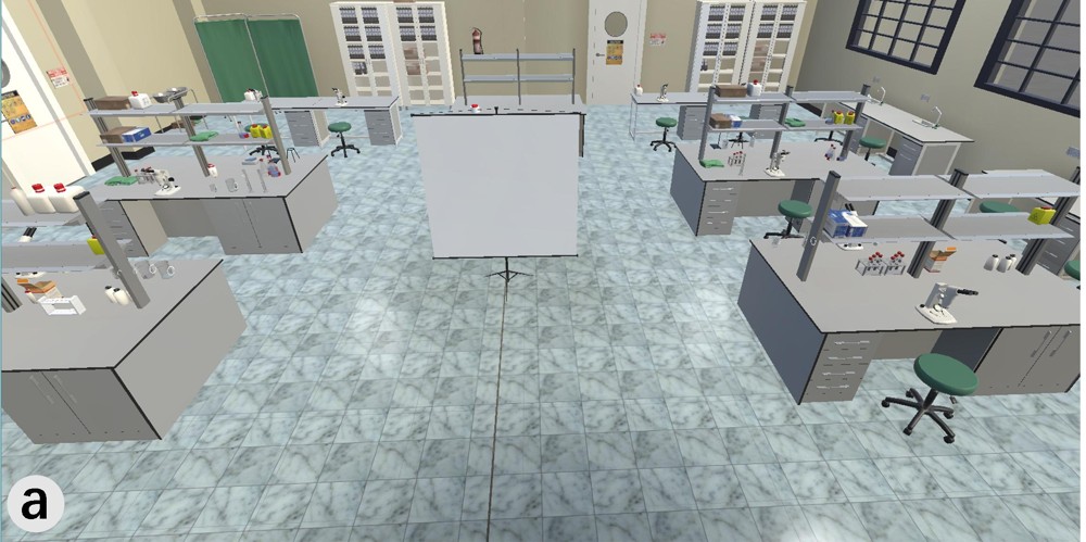 The virtual laboratory environment in ChemistryVR.